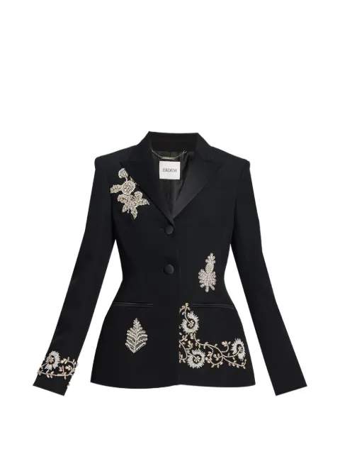 ERDEM embroidered grain de poudre peak-lapel blazer