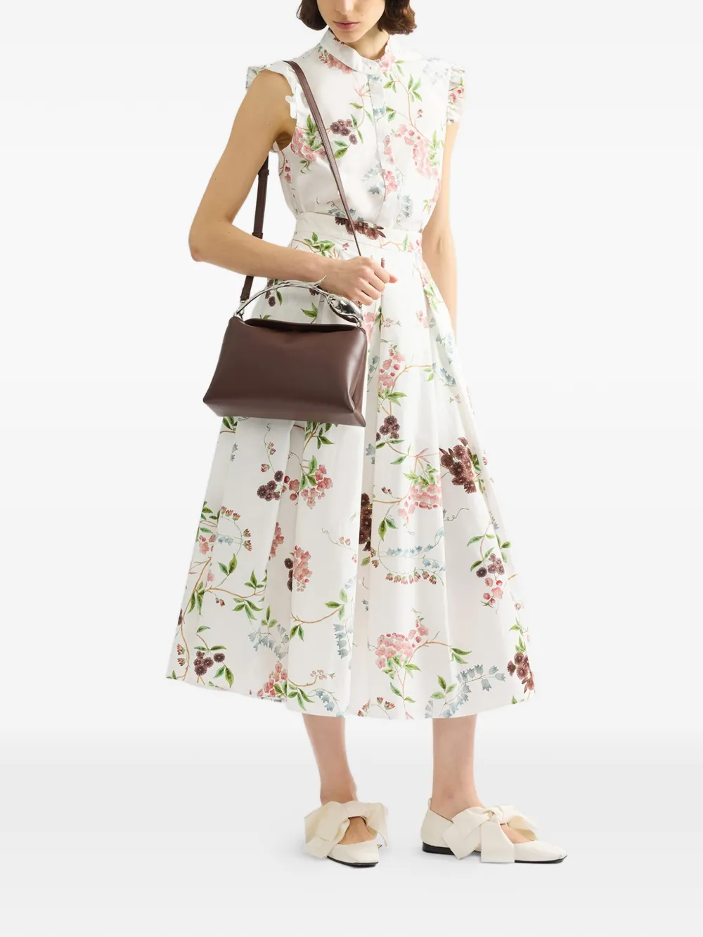  Erdem Floral-pattern Midi Skirt - White 
