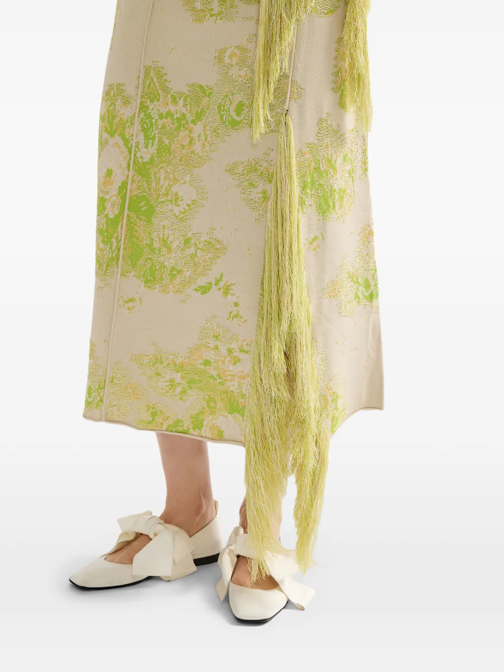 ERDEM Midi-rok met franje Beige