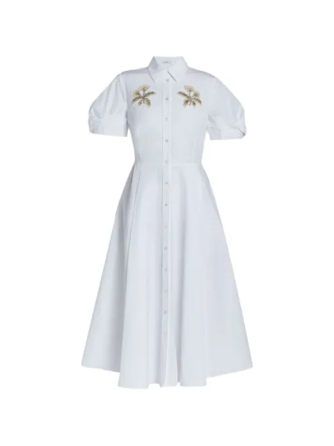 ERDEM Abito midi con ricamo e maniche a palloncino