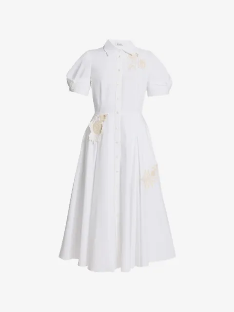 ERDEM puff-sleeves embroidered midi dress