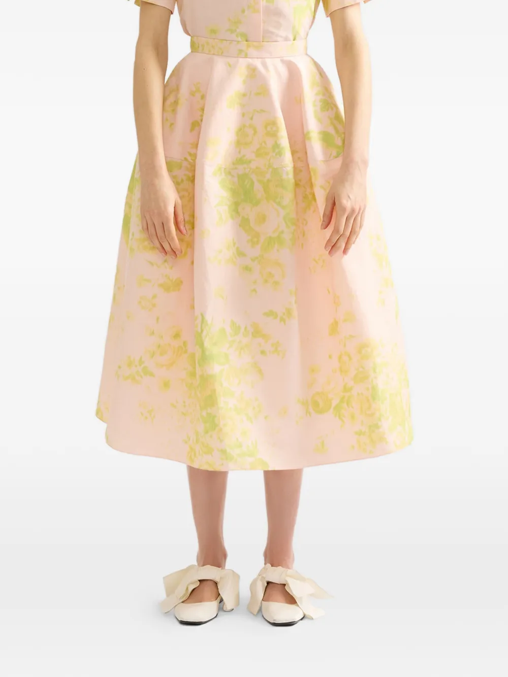 ERDEM floral-pattern midi skirt - Rosa