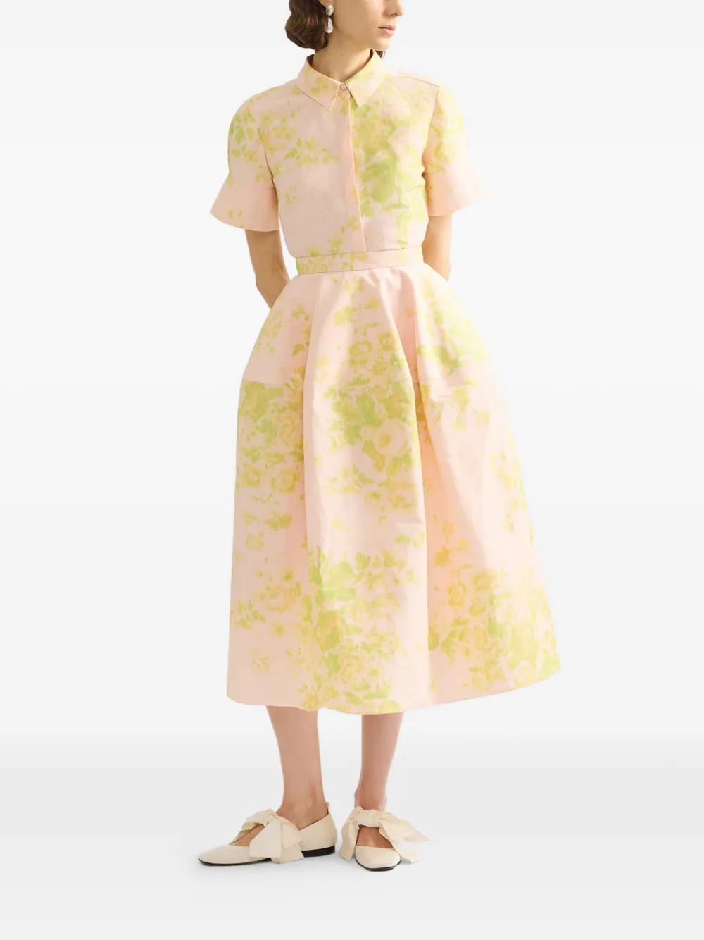 ERDEM Midi-rok met bloemenprint Roze