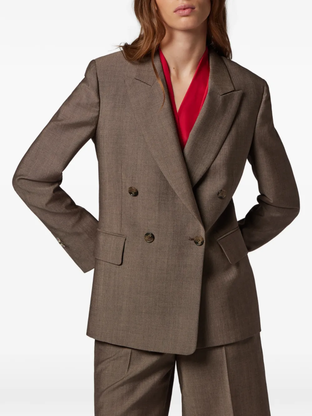 Paul Smith Wollen blazer met dubbele rij knopen Bruin