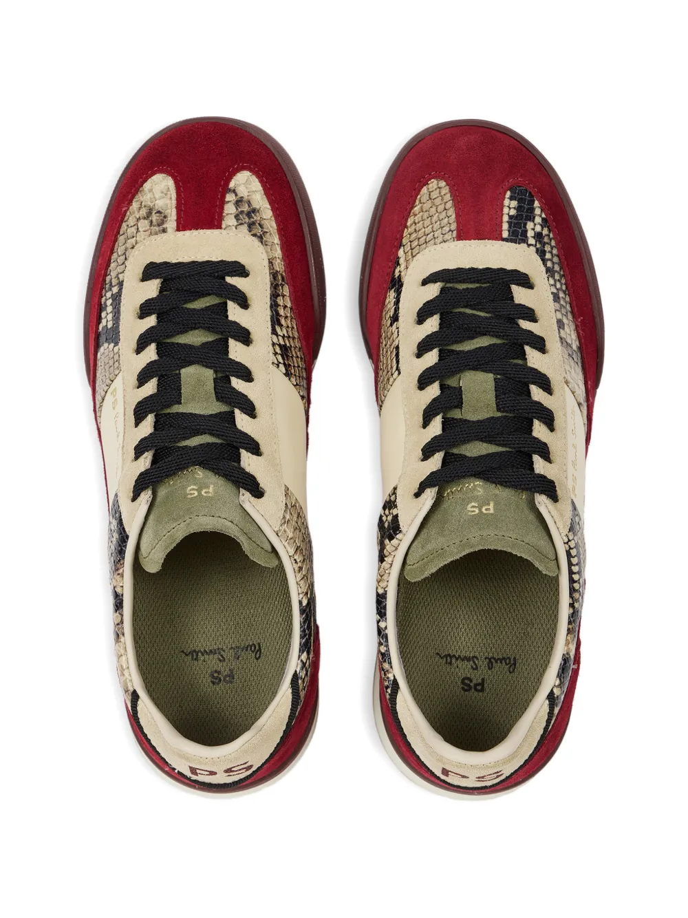 Paul Smith Dover snakeskin-effect suede-panel sneakers Rood