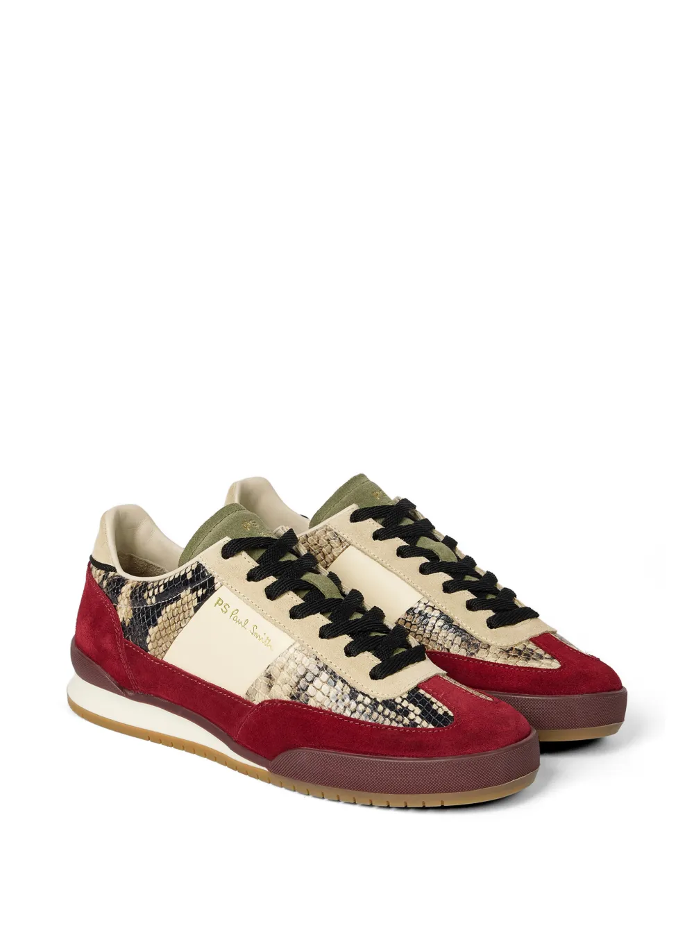 Paul Smith Dover snakeskin-effect suede-panel sneakers Rood