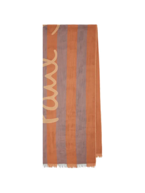Paul Smith Striped Logo-print Scarf in Orange