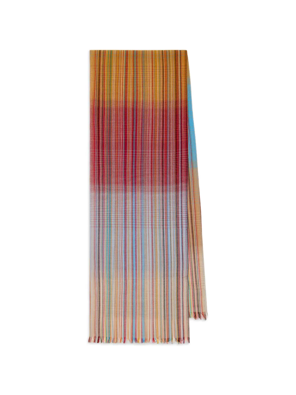 Paul Smith Ombre striped frayed-edge merino wool scarf - Rosso