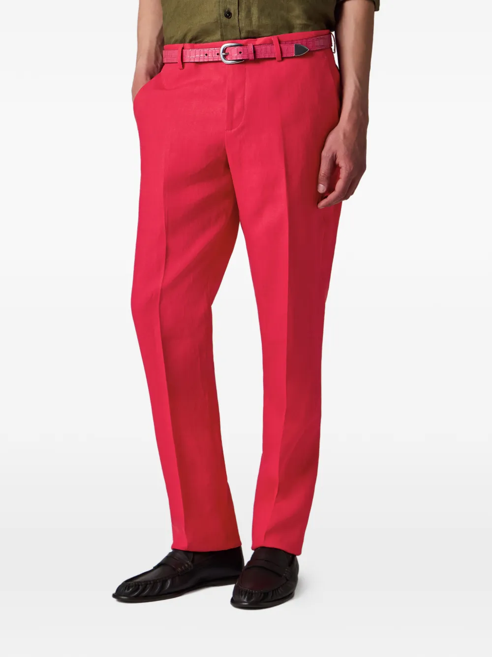 Paul Smith Linnen broek met toelopende pijpen Rood