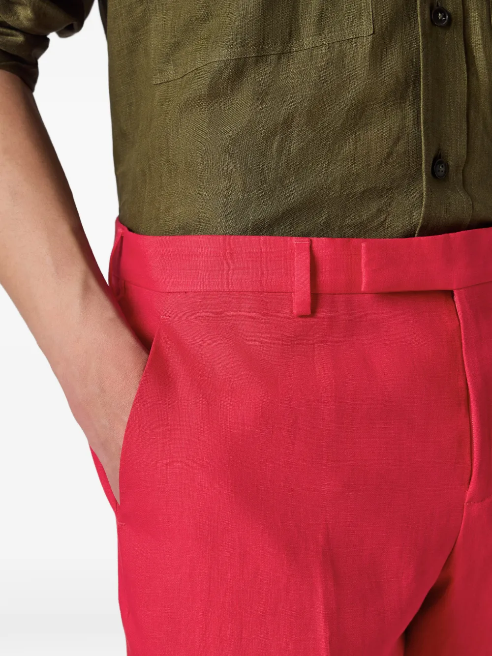 Paul Smith Linnen broek met toelopende pijpen Rood