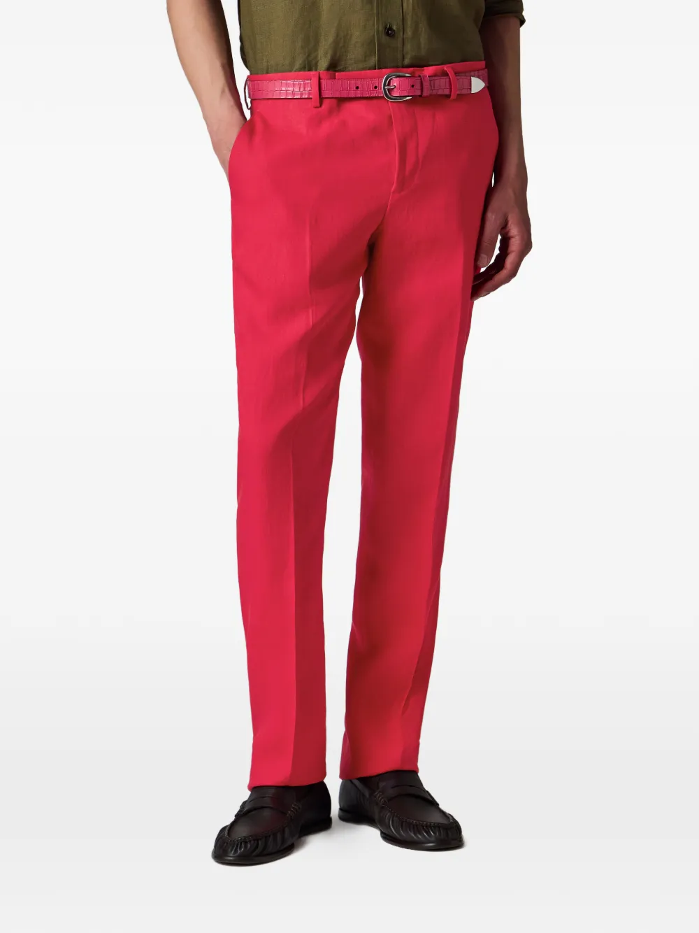 Paul Smith Linnen broek met toelopende pijpen Rood