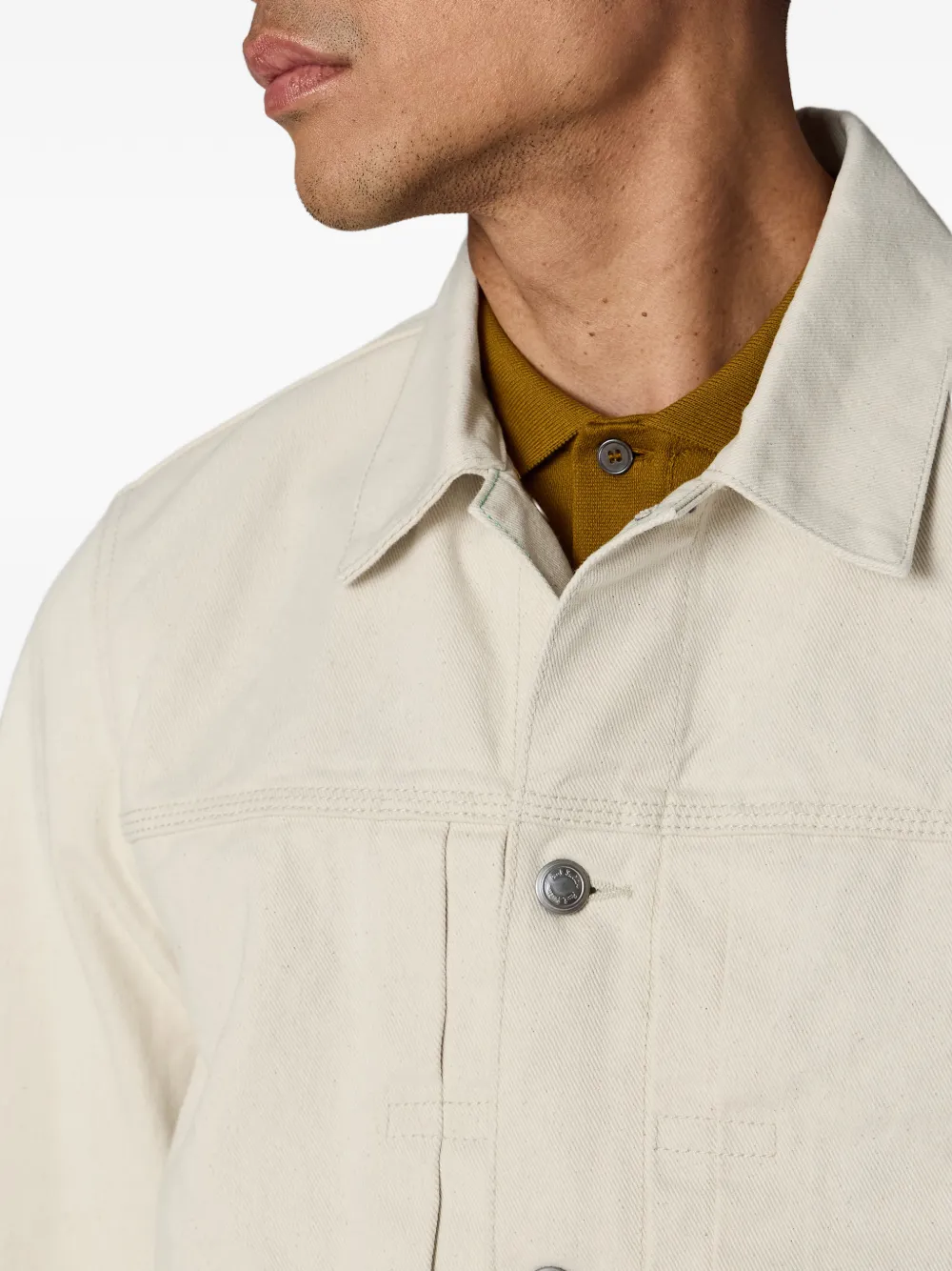 Paul Smith Denim jack met geplooid detail Beige