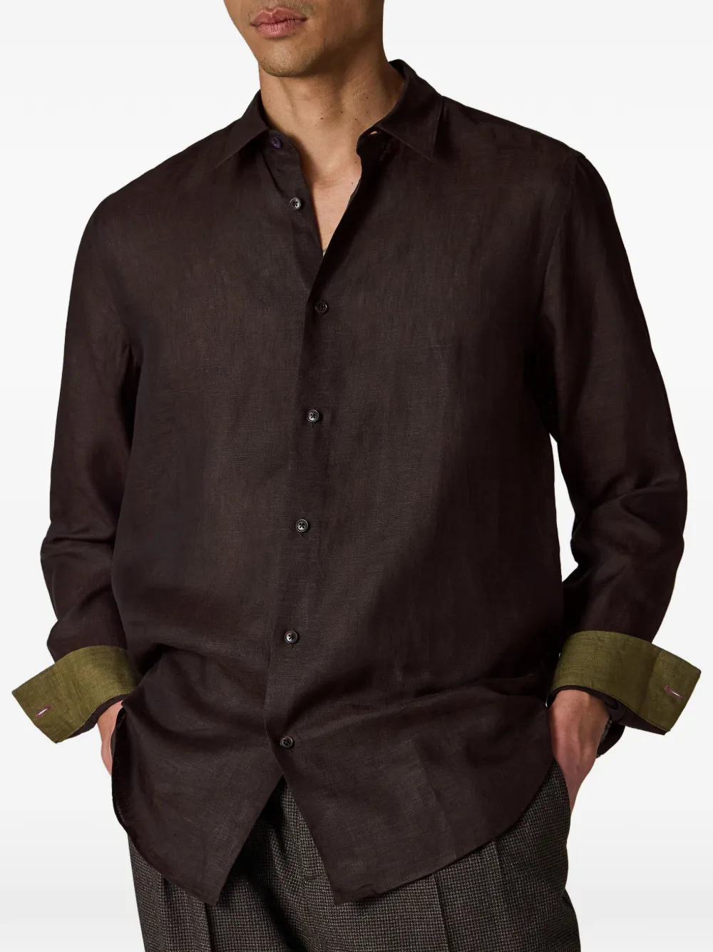  Paul Smith Linen Shirt - Brown 