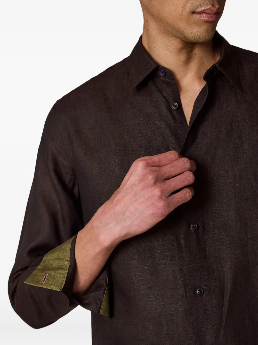  Paul Smith Linen Shirt - Brown 