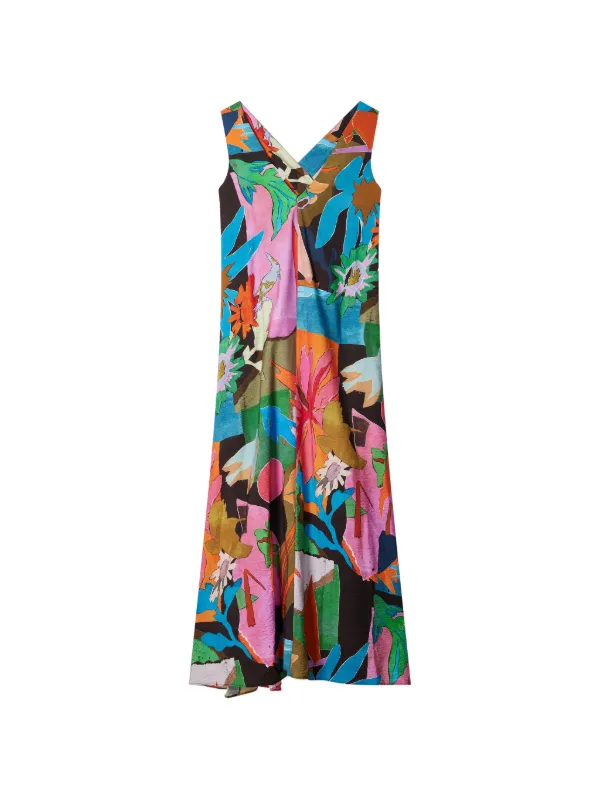 Paul Smith River Collage Floral-print V-neck Dress in Blue