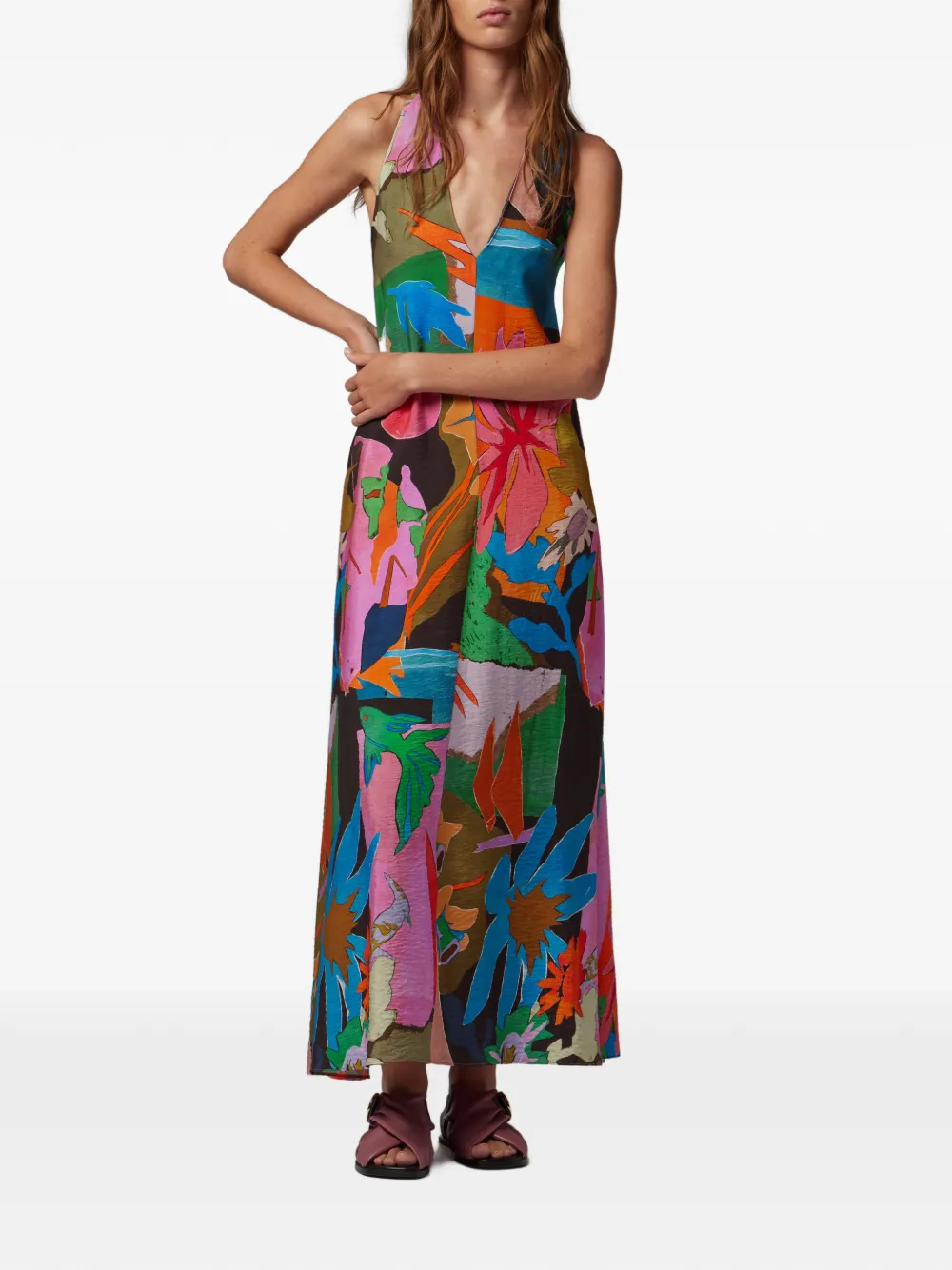 Paul Smith River Collage Floral-print V-neck Dress in Blue, view 2