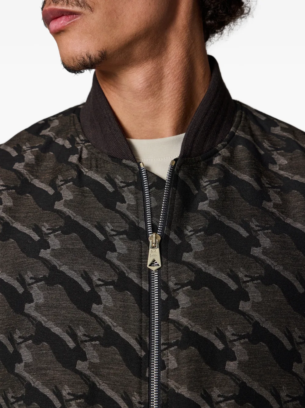 Paul Smith Bomberjack met konijnenpatroon en rits Grijs