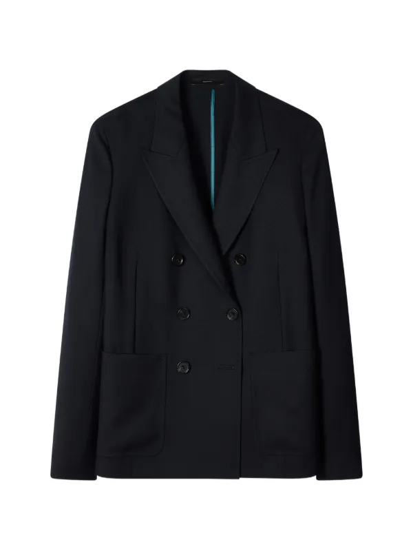 Paul Smith A Suit to Travel in - Unlined Double-breasted Wool Blazer in Blue