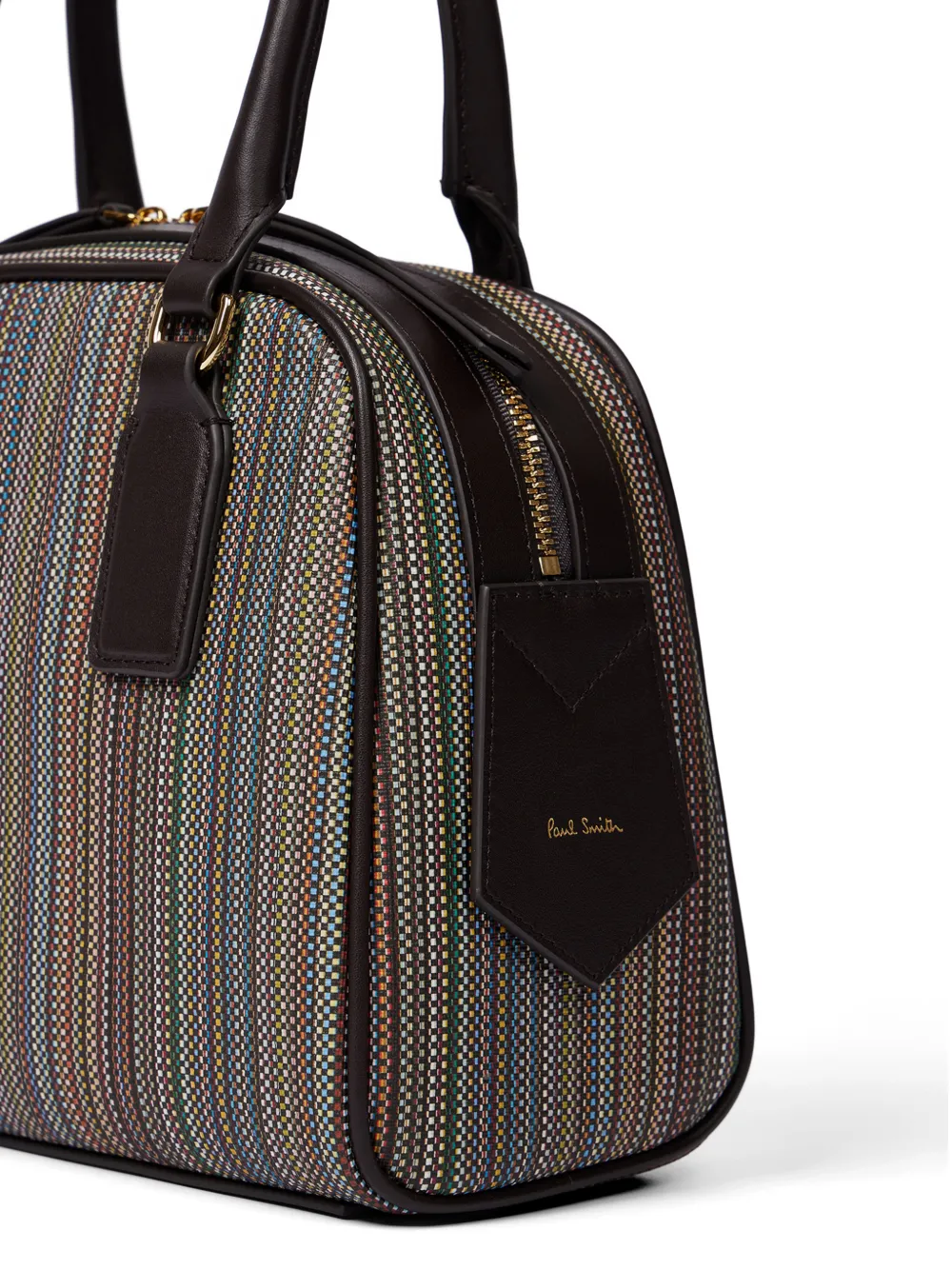 Paul Smith Striped Top Handle Satchel - Brown 