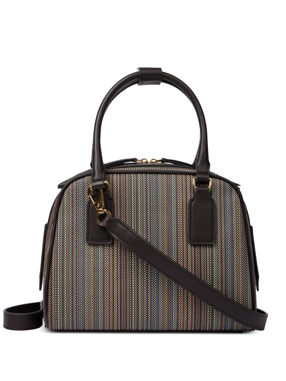 Paul Smith striped top handle satchel - Marrone