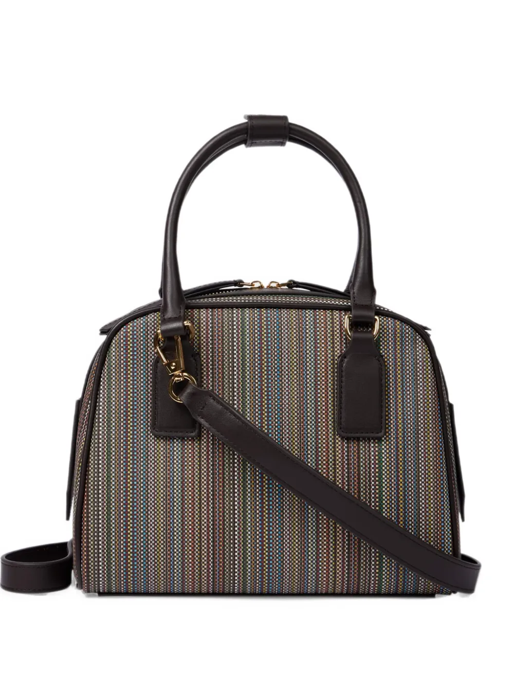 Paul Smith striped top handle satchel - Marrone