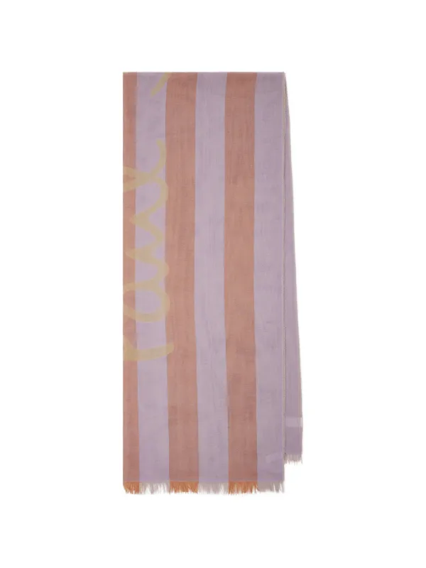 Paul Smith Stripe Cotton Logo Scarf in Purple