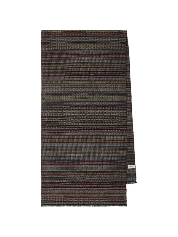 Paul Smith Signature Stripe Geo Wool-silk Scarf in Black