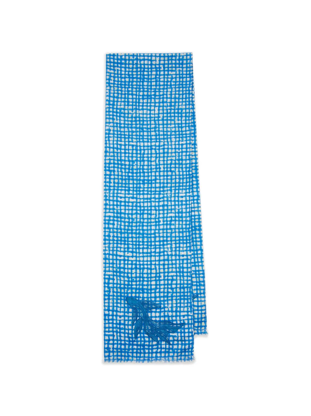 Paul Smith Fish check-pattern cotton scarf - Blu