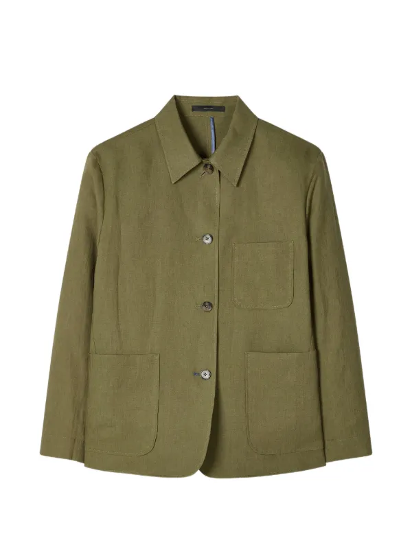Paul Smith Patch-pocket Linen Jacket in Green