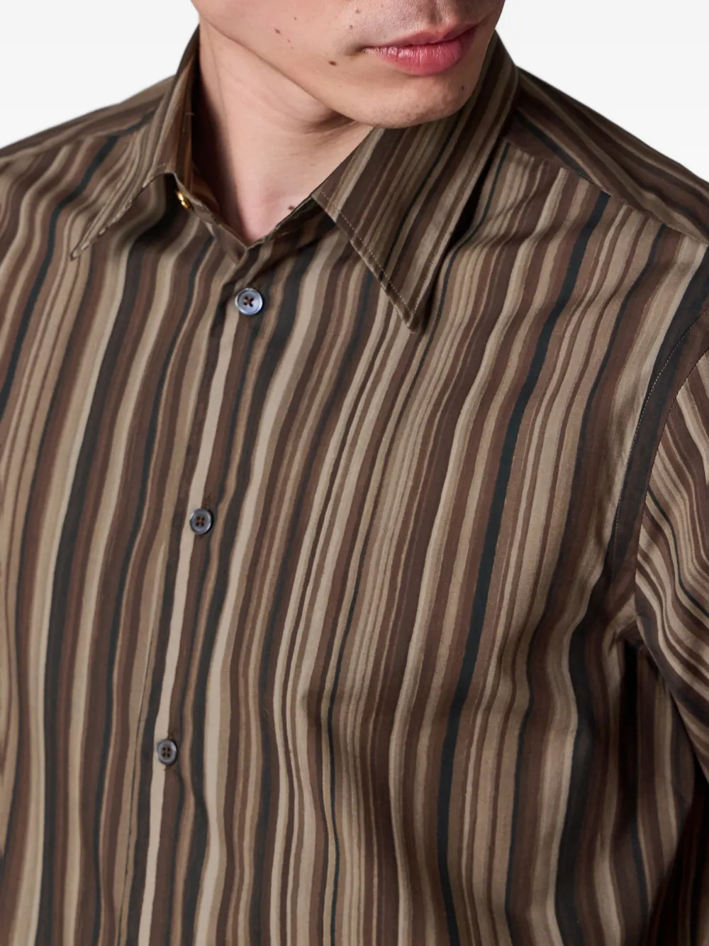  Paul Smith Painted Signature Stripe Shirt - Brown 