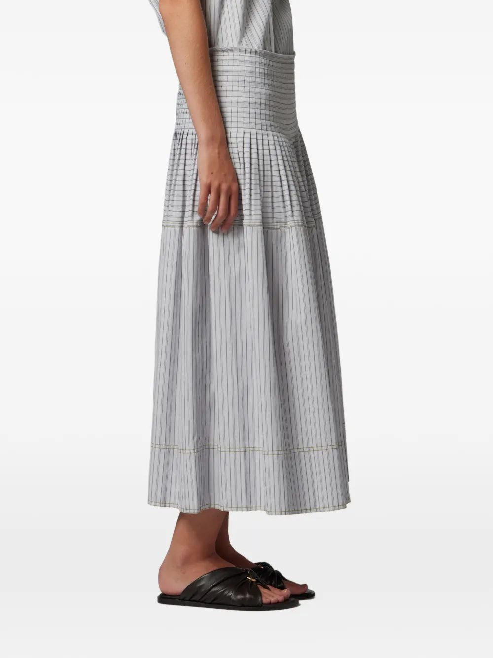 Paul Smith Cotton-blend Stripe Skirt in White, view 5