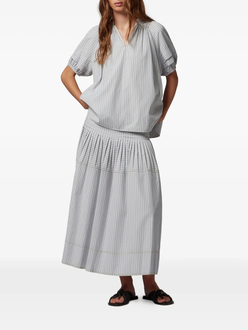 Paul Smith Cotton-blend Stripe Skirt in White, view 3