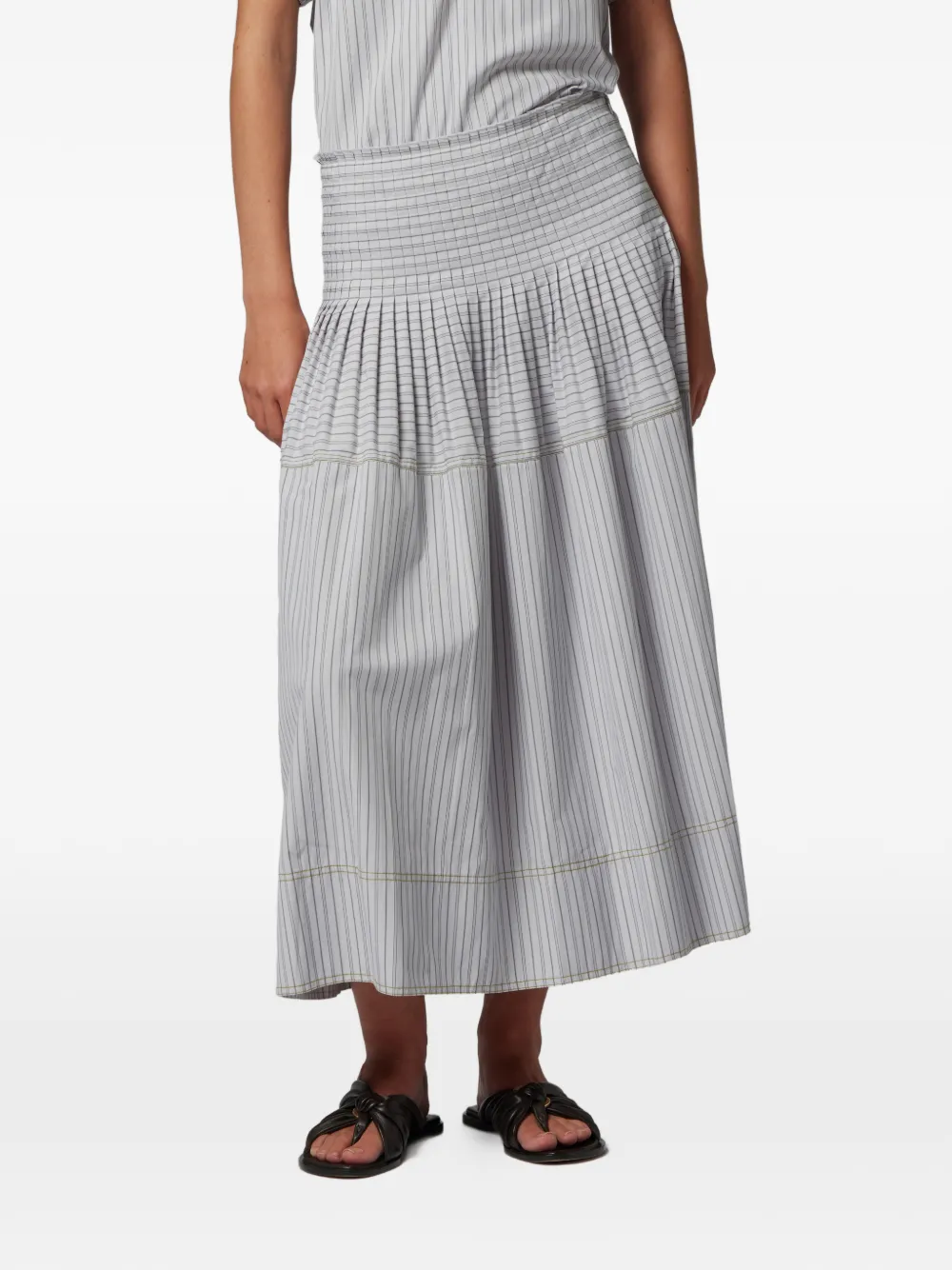 Paul Smith Cotton-blend Stripe Skirt in White, view 4