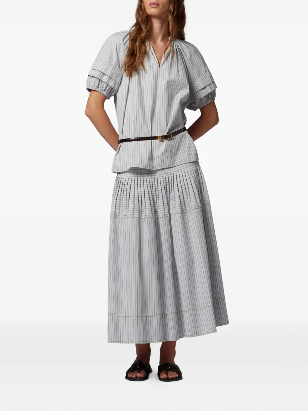 Paul Smith Cotton-blend Stripe Skirt in White, view 2