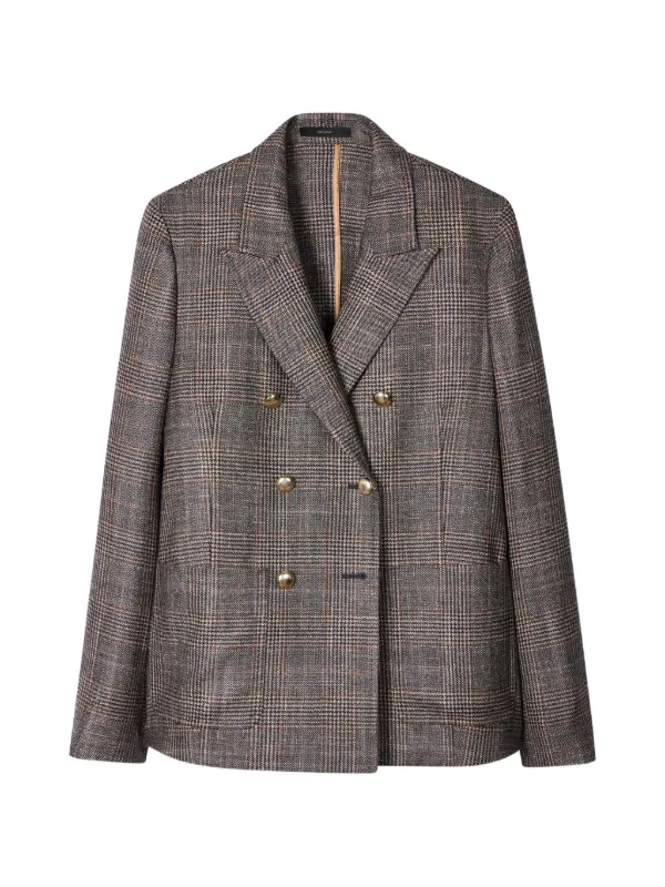 Paul Smith Double-breasted Check Blazer in Grey