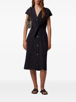 knee length dresses for ladies Stripe Silk Dress