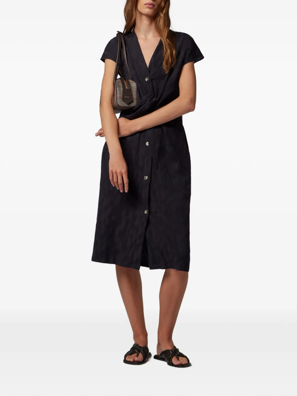 Paul Smith Tie-waist Button-front Dress In Black
