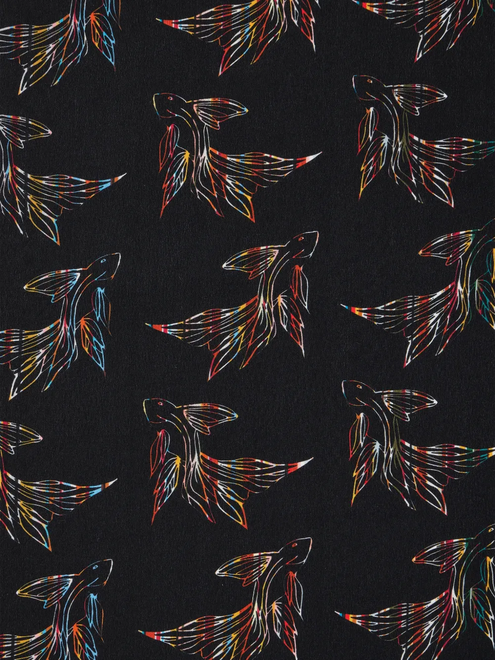 Paul Smith Sjaal met visprint en gestreepte afwerking Zwart