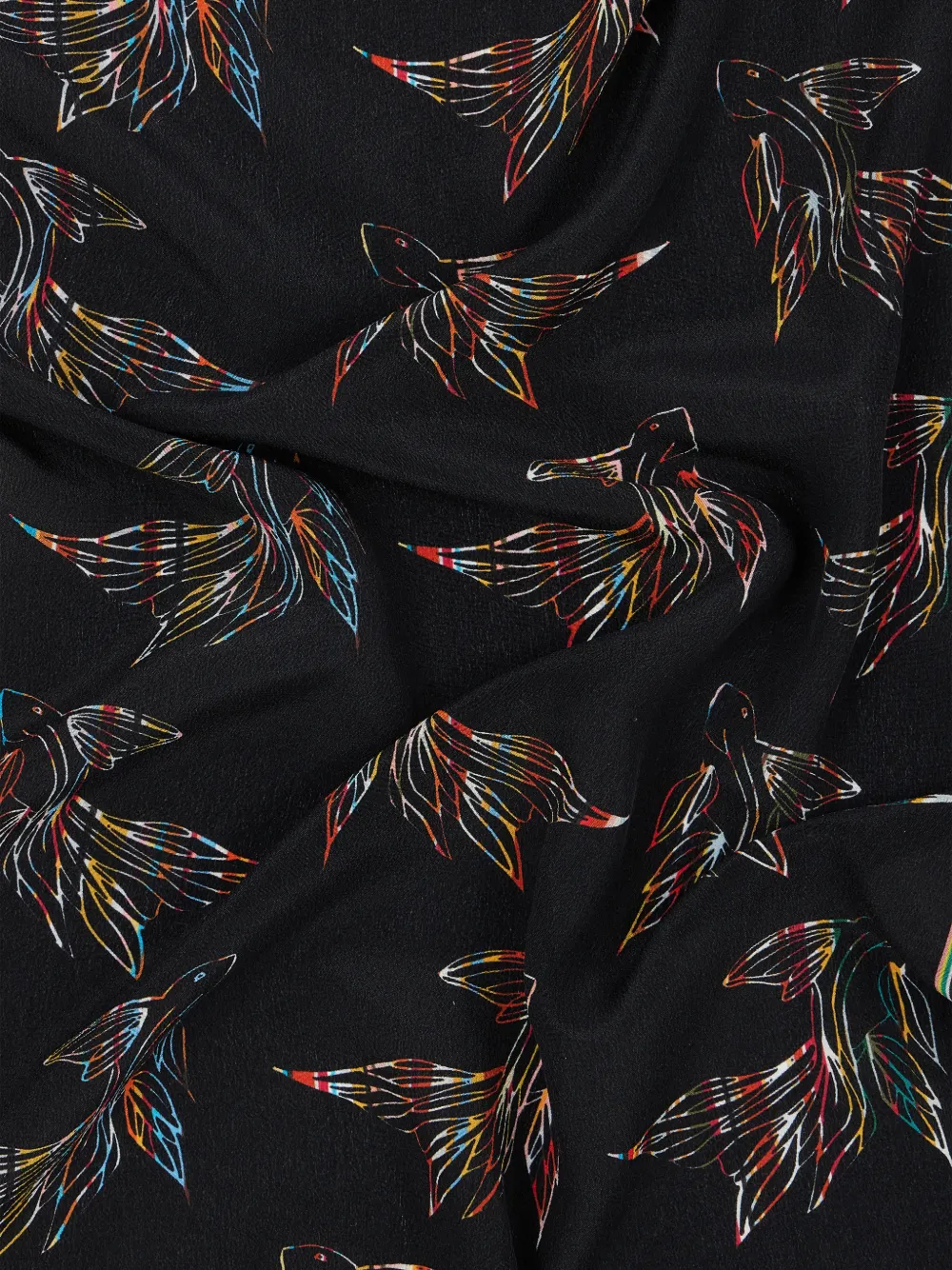 Paul Smith Sjaal met visprint en gestreepte afwerking Zwart