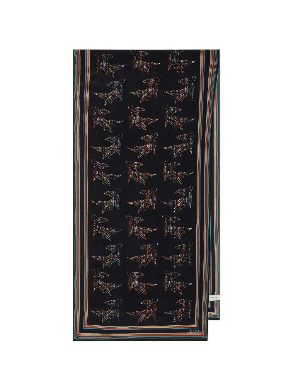 Paul Smith fish-print striped-border scarf - Nero
