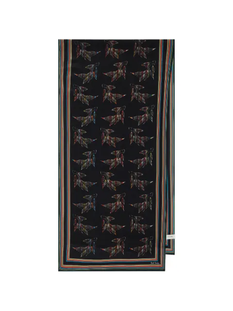 Paul Smith fish-print striped-border scarf