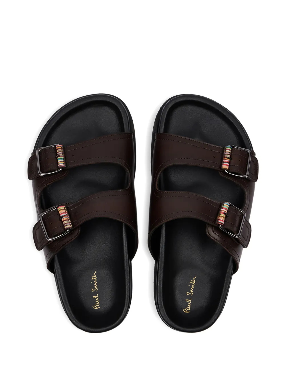 Paul Smith Leren sandalen met gesp Bruin