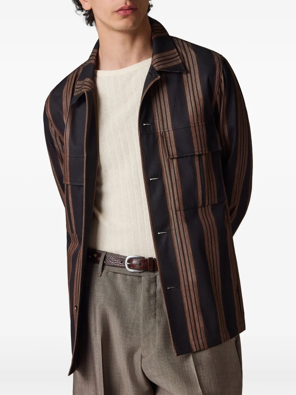 Paul Smith Overhemd met verticale streep en borstzak Zwart