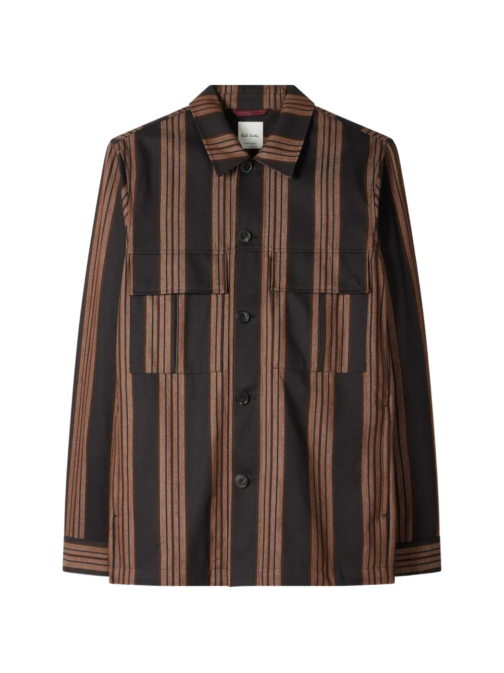 Paul Smith vertical-stripe chest-pockets shirt - Schwarz