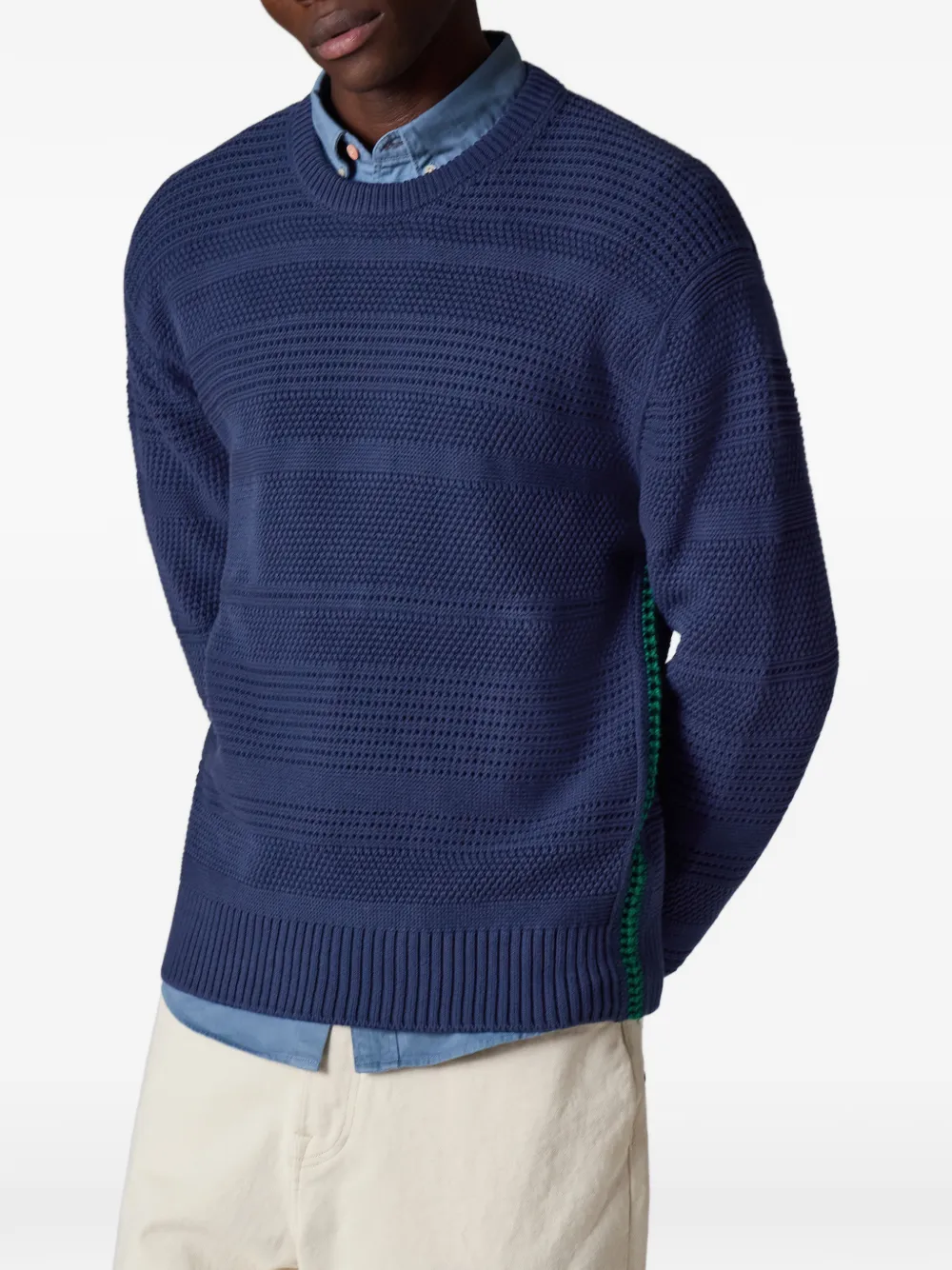 Paul Smith Trui met zijstreep en textuur Blauw