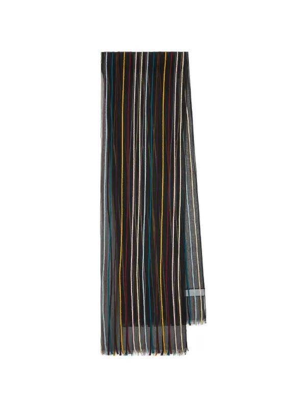 Paul Smith Sheer 'signature Stripe' Scarf in Black