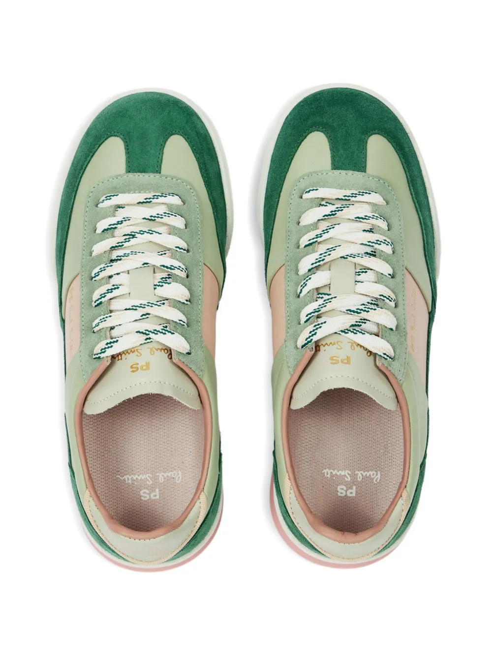 Paul Smith Dover panelled suede-trimmed sneakers Groen