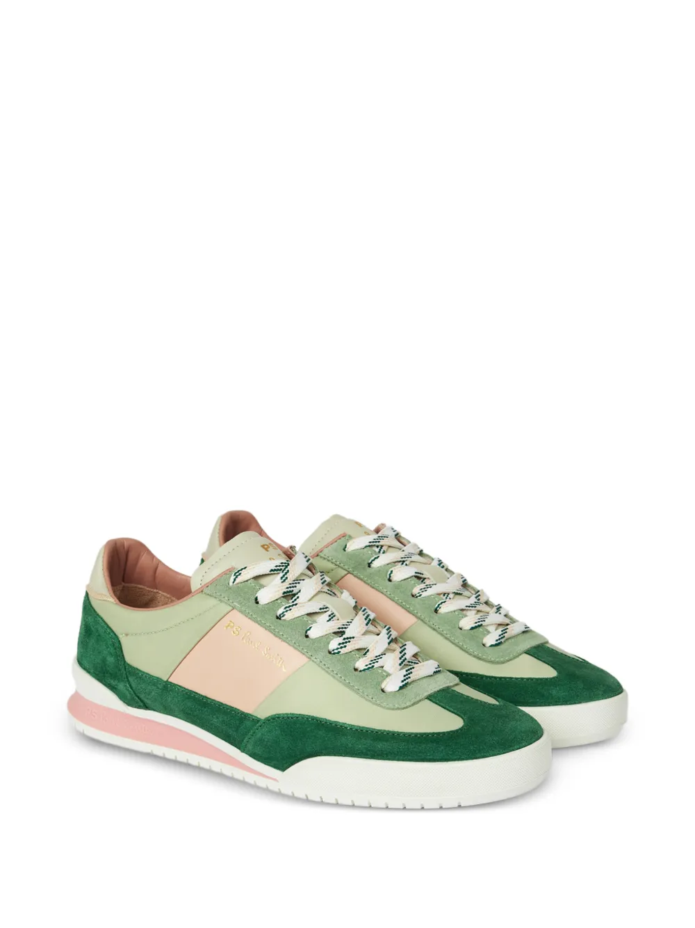 Paul Smith Dover panelled suede-trimmed sneakers Groen