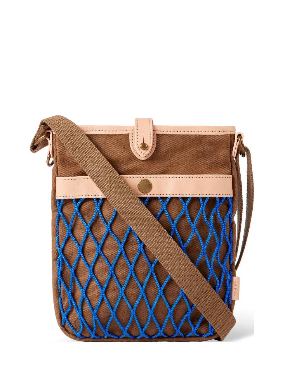 Paul Smith Barbour net-detail canvas messenger bag - Marrone