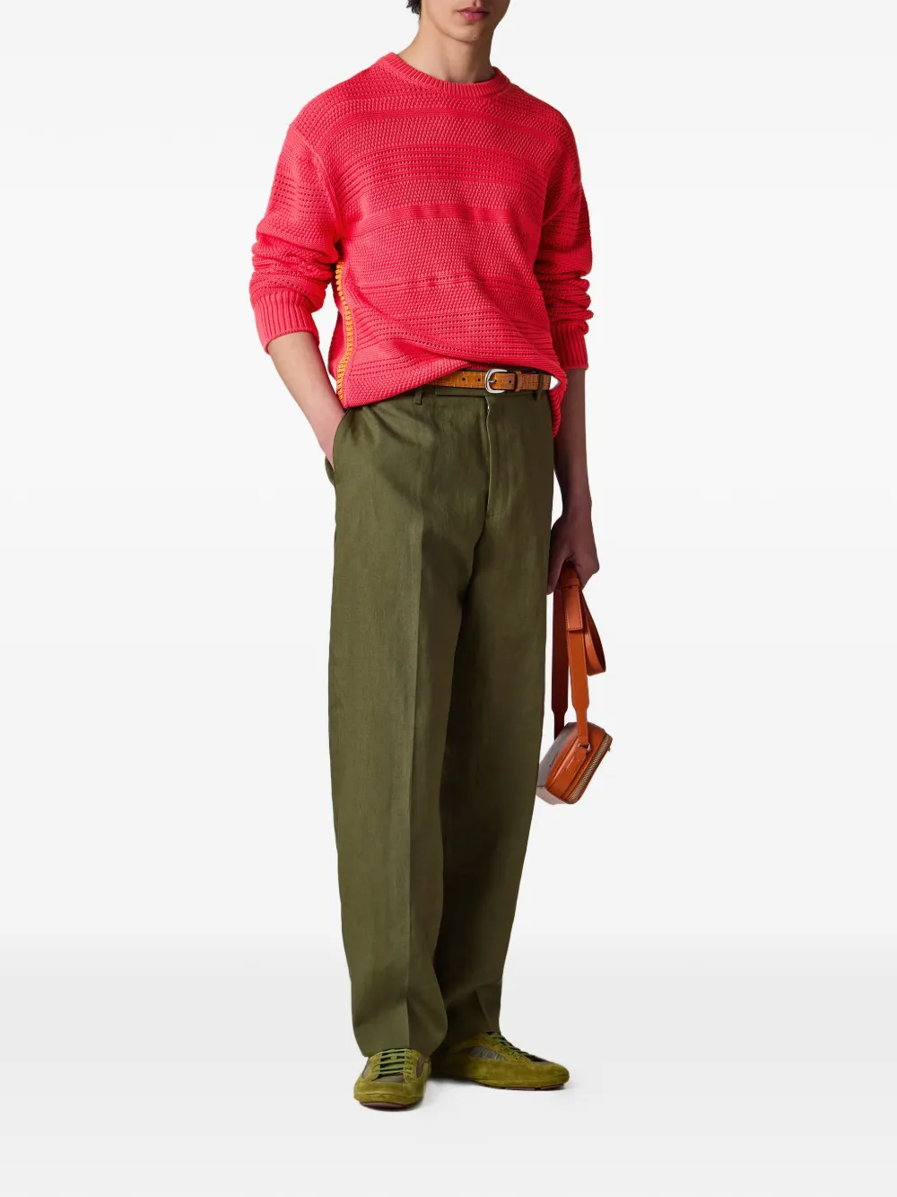 Paul Smith Gestreepte opengebreide trui Roze